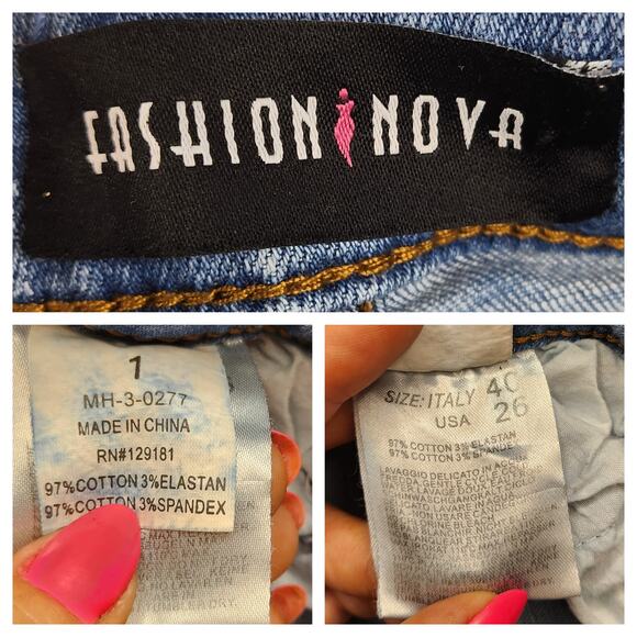 Fashion Nova Jeans Womens 26 1 Ripped Destroyed Skinny Mid Rise Medium Wash - Picture 11 of 12